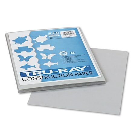 Pacon Tru-Ray Construction Paper, 76 lb Text Weight, 9 x 12, Gray, PK50 103027